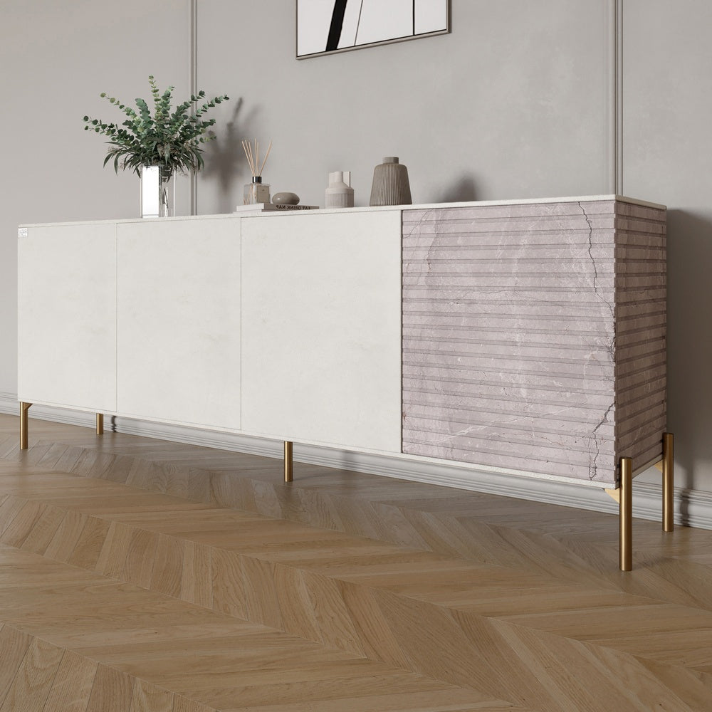 Комод на золотых металлических ножках LION Грей 204x38x76,5 см Бетон Style/Камень (LION-042694)