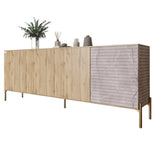 Комод на золотых металлических ножках LION Грей 204x38x76,5 см Дуб Аппалачи/Камень (LION-042684)