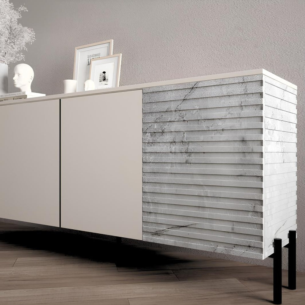 Комод на золотых металлических ножках LION Грей 204x38x76,5 см Бетон Style/Камень (LION-042694)