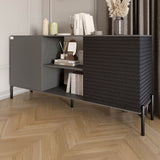 Комод открытый на черных металлических ножках LION Грей Антрацит/Асфальт (LION-042712)