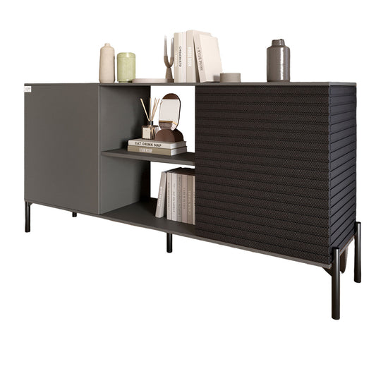 Комод открытый на черных металлических ножках LION Грей Антрацит/Асфальт (LION-042712)