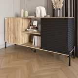 Комод открытый на черных металлических ножках LION Грей Дуб Сонома/Асфальт (LION-042718)