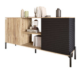 Комод открытый на черных металлических ножках LION Грей Дуб Сонома/Асфальт (LION-042718)