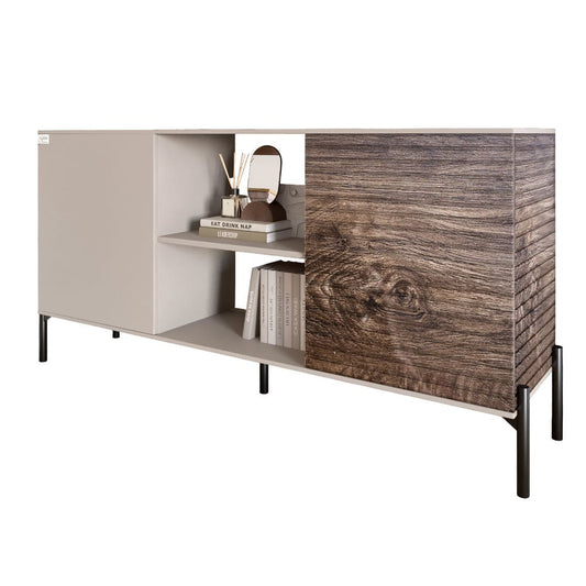 Комод открытый на черных металлических ножках LION Грей Кашемир/Дерево (LION-042768)