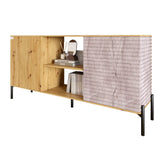 Комод открытый на черных металлических ножках LION Грей Дуб Артизан/Камень (LION-042793)