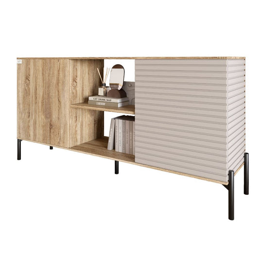 Комод открытый на черных металлических ножках LION Грей Дуб Сонома трюфель/Кашемир (LION-042869)