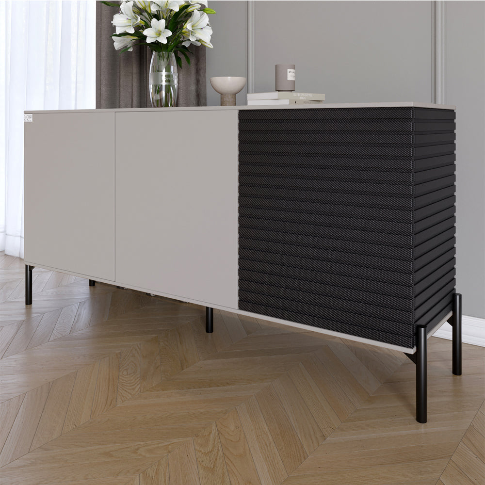 Комод закрыт в гостиную на черных металлических ножках LION Грей Кашемир/Асфальт 1540x380x765 (LION-041567)