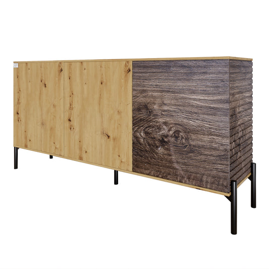 Комод закрыт в гостиную на черных металлических ножках LION Грей 154x38x76,5 см Дуб Артизан/Дерево (LION-041779)