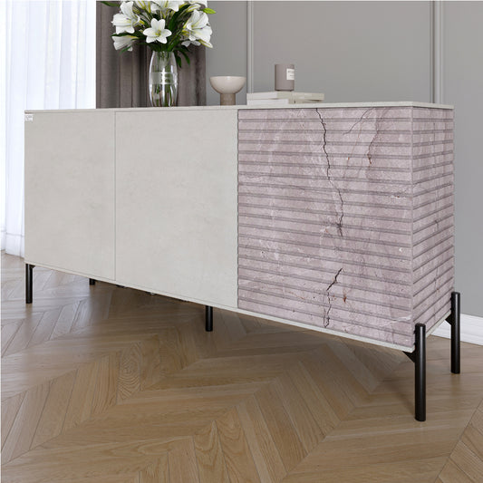 Комод закрыт в гостиную на черных металлических ножках LION Грей 154x38x76,5 см Бетон Style/Камень (LION-041789)