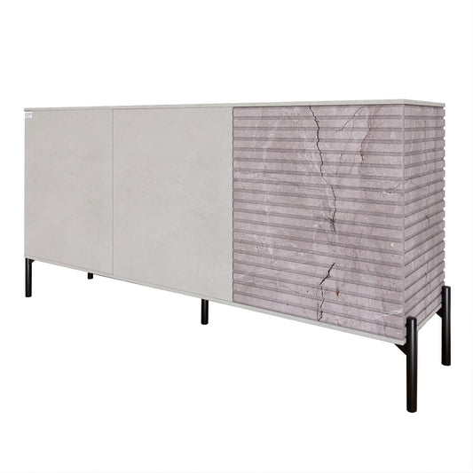 Комод закрыт в гостиную на черных металлических ножках LION Грей 154x38x76,5 см Бетон Style/Камень (LION-041789)