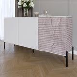 Комод закрыт в гостиную на черных металлических ножках LION Грей 154x38x76,5 см Нимфея Альба (белый)/Камень (LION-041799)