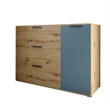 Комод LION Краш с тремя выдвижными ящиками и закрытыми полками Дуб артизан/Гранит серый (LION-044158)