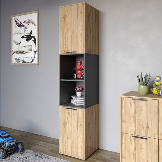 Пенал закрытый LION Краш с 2 дверцами Дуб аппалачи/Антрацит (LION-044034)