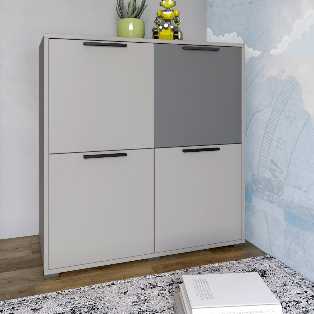 Тумба четырехдверная LION Краш 82x43x86 см Кашемир/Антрацит (LION-041770)