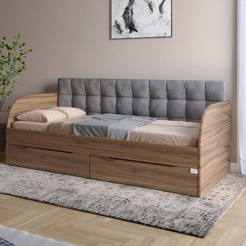 Детская односпальная кровать LION Л-7 с ящиками и ламелями Лили-95 90x190 см Дуб леворно (LION-044217)