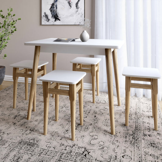 Стол и 4 табурета обеденный комплект для кухни Маями-2 кромка ПВХ 0,45 мм Нимфея Альба (белый) (LION-041232)