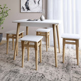 Стол и 4 табурета обеденный комплект для кухни Маями-2 кромка ПВХ 0,45 мм Нимфея Альба (белый) (LION-041232)