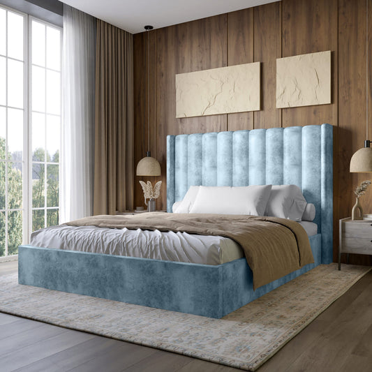 Двуспальная кровать с подъемным механизмом LION Нино 160x200 см SILK 501 Небесно-голубой (LION-045063)