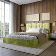 Двуспальная деревянная кровать с мягким изголовьем LION Пикси Silk 202 (Авокадо) 160х200 см (LION-041653)