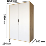 Шкаф двухдверный с ножками цвета светлый орех М-ЗОН Борн 1200 Нимфея Альба (белый) (MZN-031059)