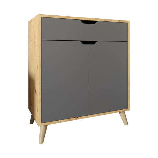 Комод в гостиную с ножками в цвете Орех светлый М-ЗОН Борн 750 Дуб Артизан/Антрацит (MZN-031045)