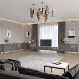 Комплект модульный для гостиной LION Грей 4 элемента с черными металлическими ножками Антрацит/Дерево (LION-042724)