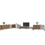 Комплект модульный для гостиной LION Грей 4 элемента с черными металлическими ножками Дуб Ливорно/Кашемир (LION-042834)