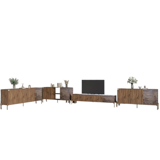 Комплект модульный для гостиной LION Грей 4 элемента с золотыми металлическими ножками Дуб Ливорно/Дерево (LION-042880)