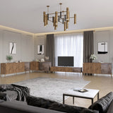 Комплект модульный для гостиной LION Грей 4 элемента с золотыми металлическими ножками Дуб Ливорно/Дерево (LION-042880)