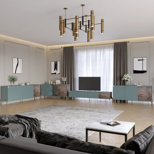 Комплект модульный для гостиной LION Грей 4 элемента с золотыми металлическими ножками Гранит серый/Дерево (LION-042890)