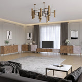 Комплект модульный для гостиной LION Грей 4 элемента с золотыми металлическими ножками Дуб Ливорно/Камень (LION-042924)