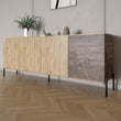 Комод в гостиную на черных металлических ножках LION Грей 204x38x76,5 см Дуб Аппалачи/Дерево (LION-042514)
