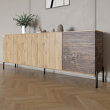 Комод в гостиную на черных металлических ножках LION Грей 204x38x76,5 см Дуб Аппалачи/Дерево (LION-042514)