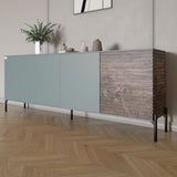 Комод в гостиную на черных металлических ножках LION Грей 204x38x76,5 см Гранит серый/Дерево (LION-042504)