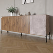Комод в гостиную на черных металлических ножках LION Грей 204x38x76,5 см Дуб Ливорно/Камень (LION-042614)