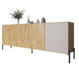 Комод в гостиную на черных металлических ножках LION Грей 204x38x76,5 см Дуб Артизан/Кашемир (LION-042624)