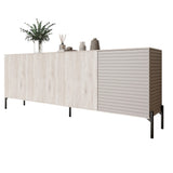 Комод в гостиную на черных металлических ножках LION Грей 204x38x76,5 см Самоа Дымчатый/Кашемир (LION-042634)