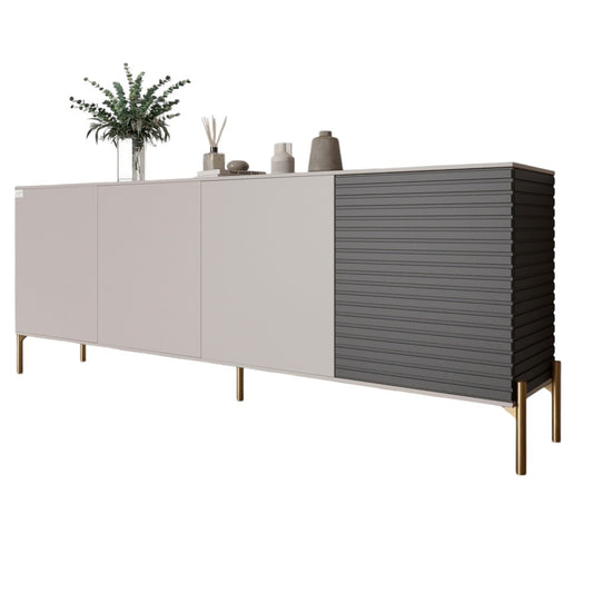 Комод на золотых металлических ножках LION Грей 204x38x76,5 см Кашемир/Асфальт (LION-042674)