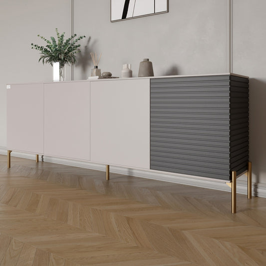 Комод на золотых металлических ножках LION Грей 204x38x76,5 см Кашемир/Асфальт (LION-042674)