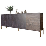 Комод на золотых металлических ножках LION Грей 204x38x76,5 см Бетон темный/Дерево (LION-042664)
