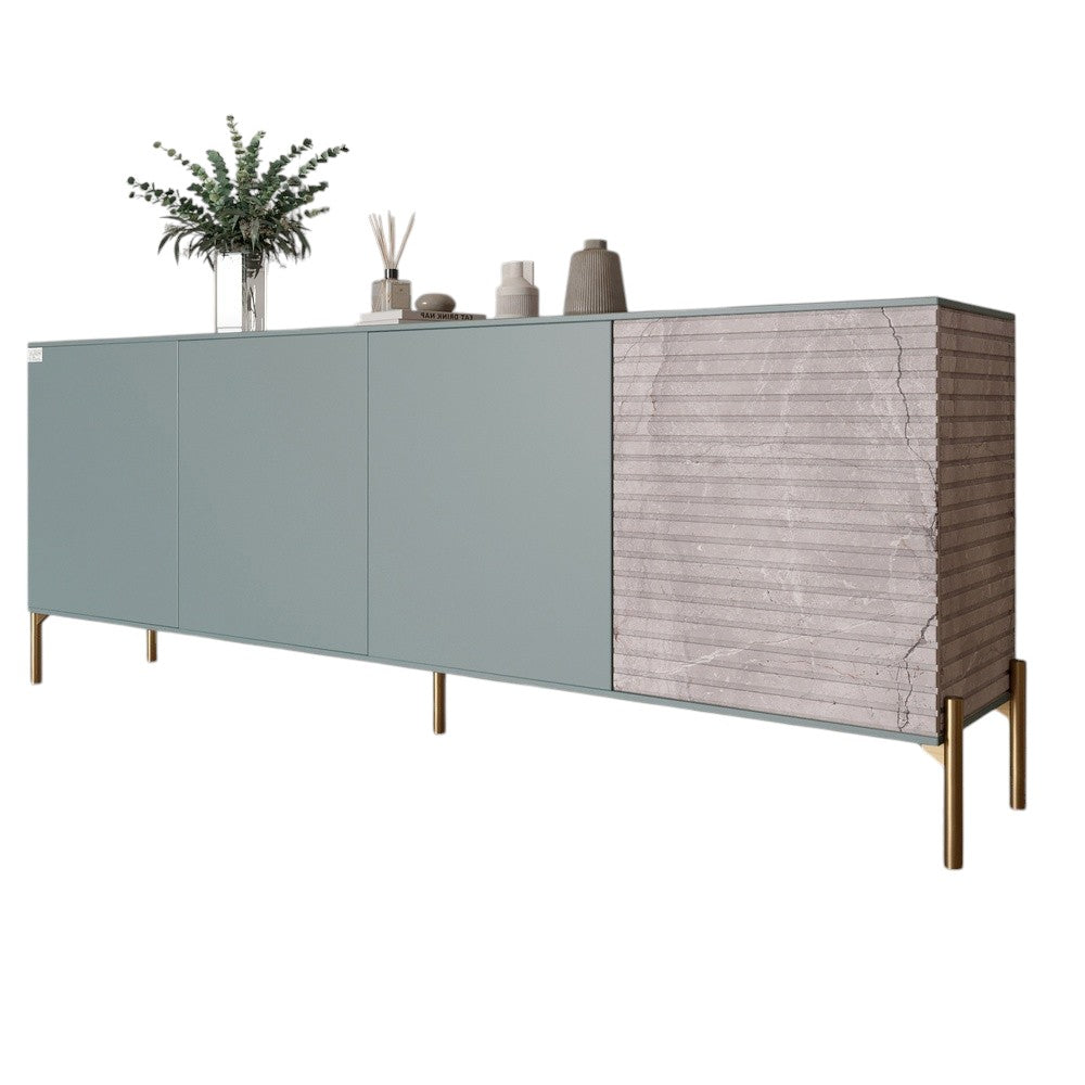 Комод на золотых металлических ножках LION Грей 204x38x76,5 см Гранит серый/Камень (LION-042695)