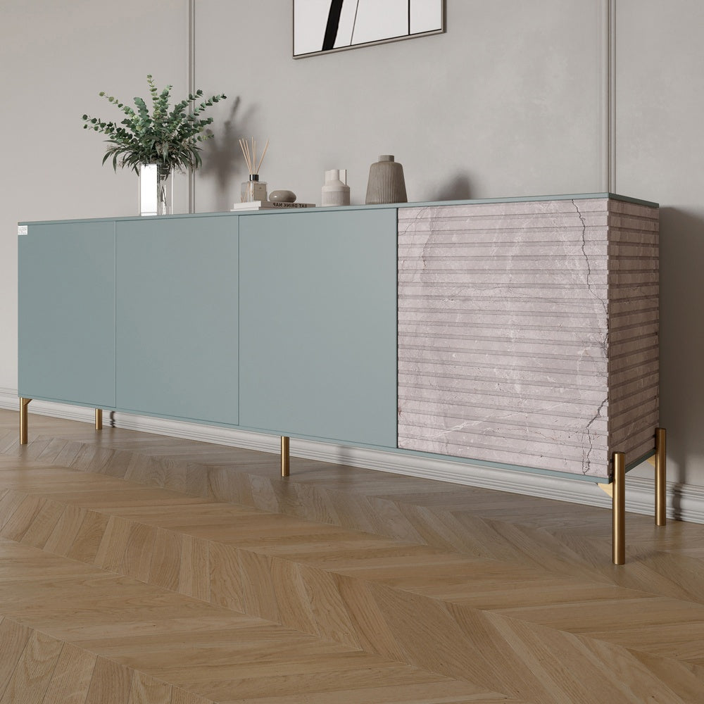 Комод на золотых металлических ножках LION Грей 204x38x76,5 см Гранит серый/Камень (LION-042695)