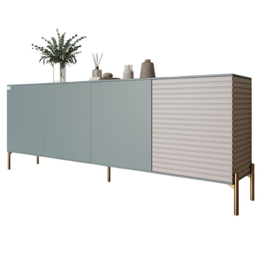 Комод на золотых металлических ножках LION Грей 204x38x76,5 см Гранит серый/Кашемир (LION-042644)