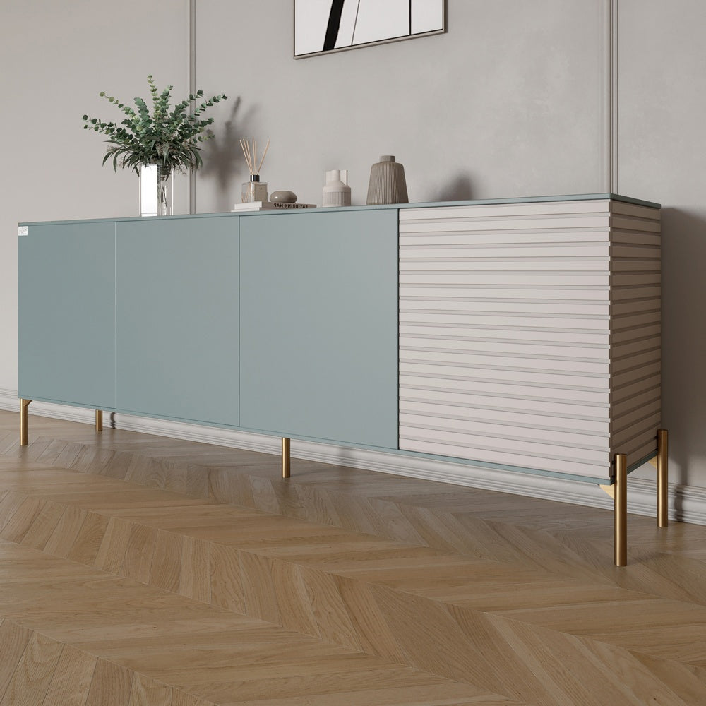 Комод на золотых металлических ножках LION Грей 204x38x76,5 см Гранит серый/Кашемир (LION-042644)