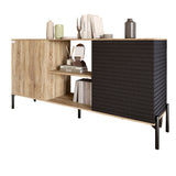 Комод открытый на черных металлических ножках LION Грей Дуб Сонома трюфель/Асфальт (LION-042719)