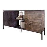 Комод открытый на черных металлических ножках LION Грей Бетон темный/Дерево (LION-042759)