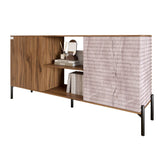 Комод открытый на черных металлических ножках LION Грей Дуб Ливорно/Камень (LION-042794)