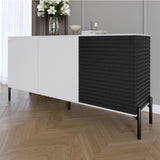 Комод закрыт в гостиную на черных металлических ножках LION Грей Нимфея Альба (белый)/Асфальт 1540x380x765 (LION-041568)