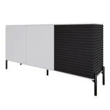 Комод закрыт в гостиную на черных металлических ножках LION Грей Нимфея Альба (белый)/Асфальт 1540x380x765 (LION-041568)