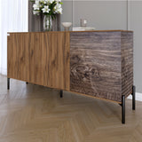 Комод закрыт в гостиную на черных металлических ножках LION Грей 154x38x76,5 см Дуб Ливорно/Дерево (LION-041780)